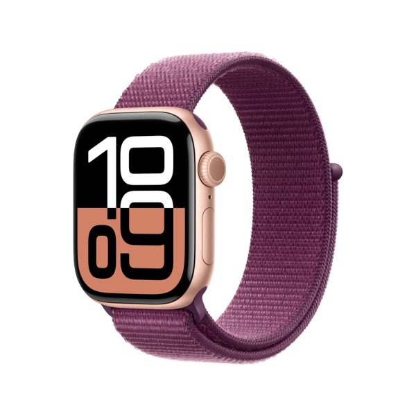 Apple Watch Serie 10 GPS 42mm Aluminum Case con Plum Sport Loop Rose Gold MWWK3LW/A