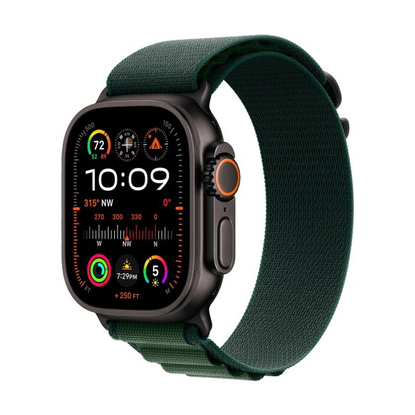 Apple Watch Ultra 2 GPS+LTE 49mm Black Titanium Case con Banda Dark Green Alpine Loop Medium MX4R3 2024