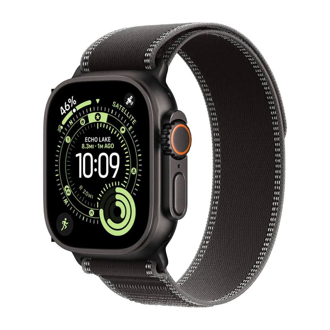 Apple Watch Series 3 Ultra 49mm Titanium Case with Black/Charcoal Trail Loop Black M/L