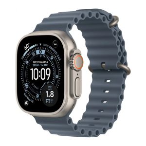 Apple Watch Series 3 Ultra 49mm Titanium Case with Anchor Blue Ocean Band Natural