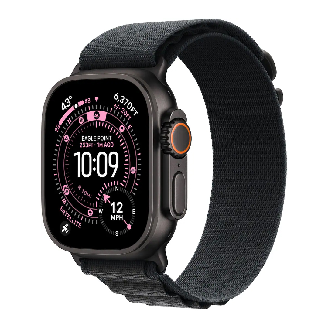 Apple Watch Series 3 Ultra 49mm Titanium Case with Black Alpine Loop L Black