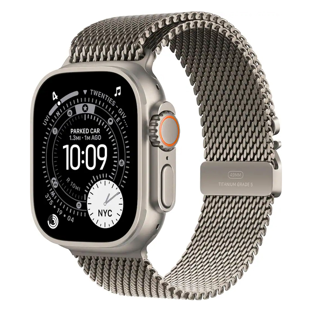 Apple Watch Series 3 Ultra 49mm Titanium Case with Titanium Milanese Loop L Natural