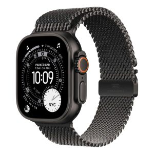 Apple Watch Series 3 Ultra 49mm Titanium Case with Black Milanese Loop L Black