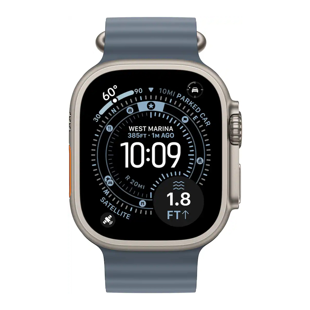 Apple Watch Series 3 Ultra 49mm Titanium Case with Anchor Blue Ocean Band Natural - Image 2