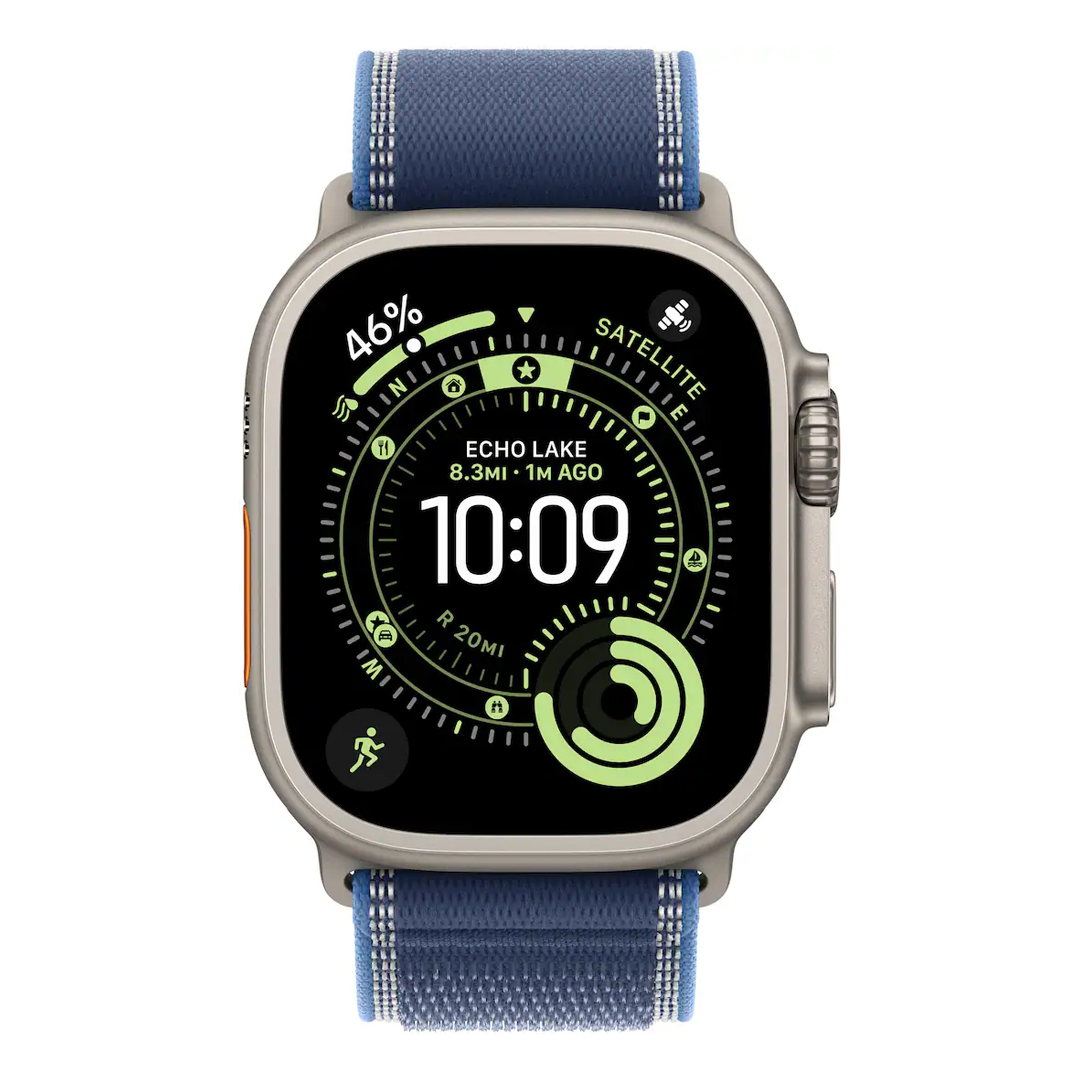 Apple Watch Series 3 Ultra 49mm Titanium Case with Blue/Bright Blue Trail Loop Natural M/L - Image 2