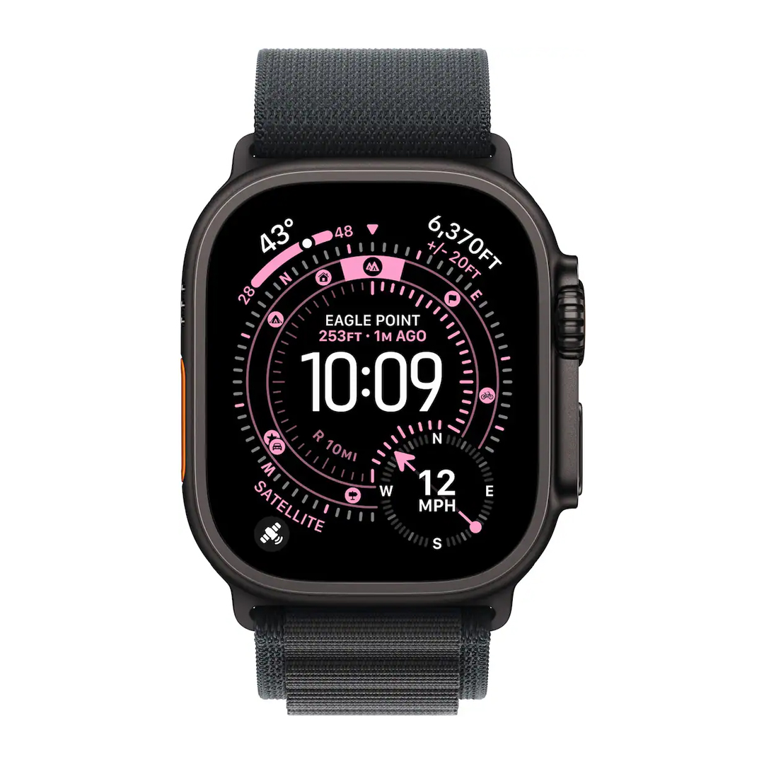 Apple Watch Series 3 Ultra 49mm Titanium Case with Black Alpine Loop L Black - Image 2