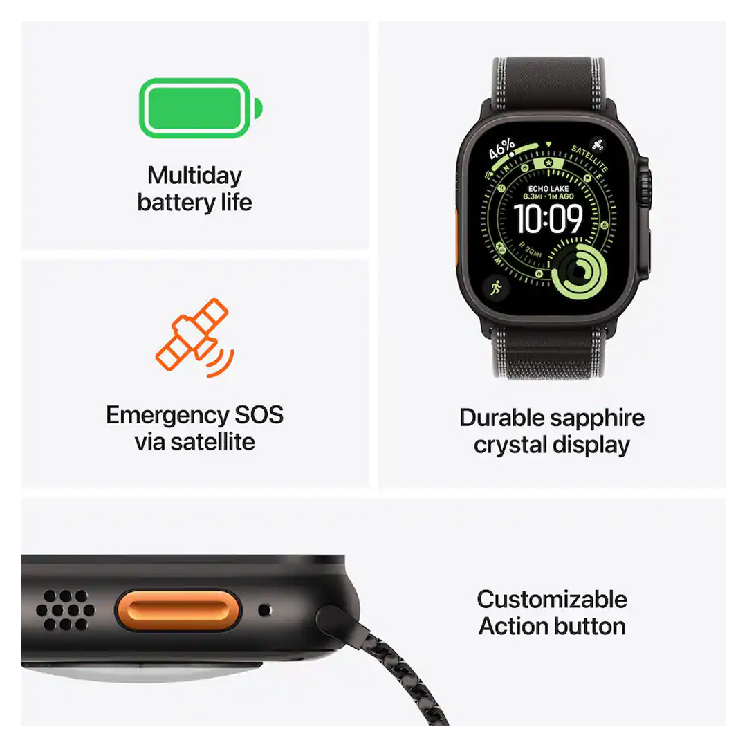 Apple Watch Series 3 Ultra 49mm Titanium Case with Anchor Blue Ocean Band Natural - Image 3