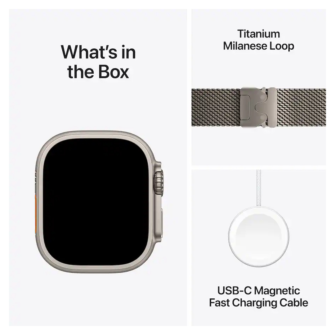 Apple Watch Series 3 Ultra 49mm Titanium Case with Titanium Milanese Loop L Natural - Image 6