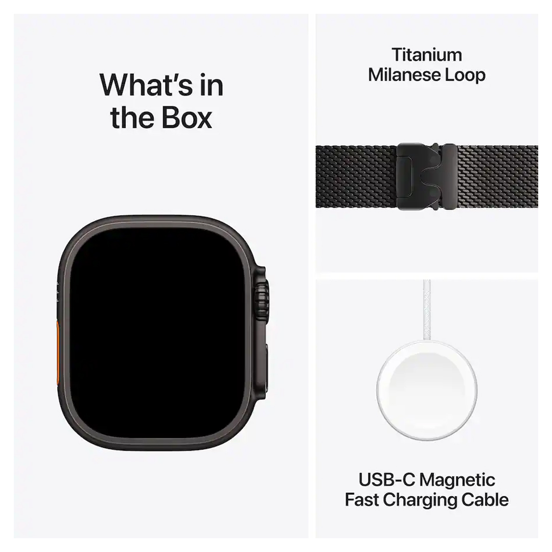 Apple Watch Series 3 Ultra 49mm Titanium Case with Black Milanese Loop L Black - Image 6
