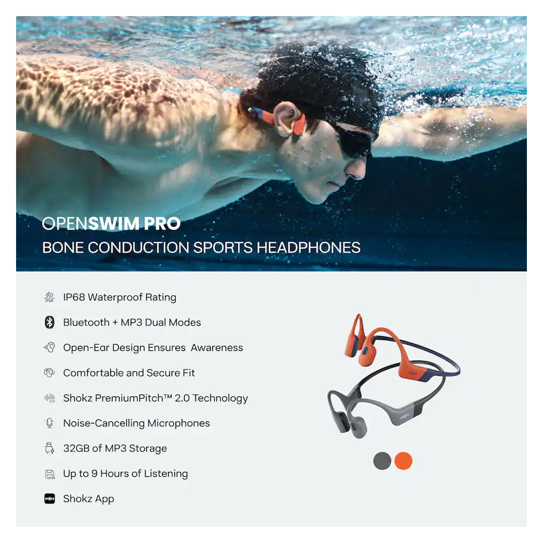 Shokz OpenSwim Pro Bone Conduction Sports Headphone Gray - Image 9