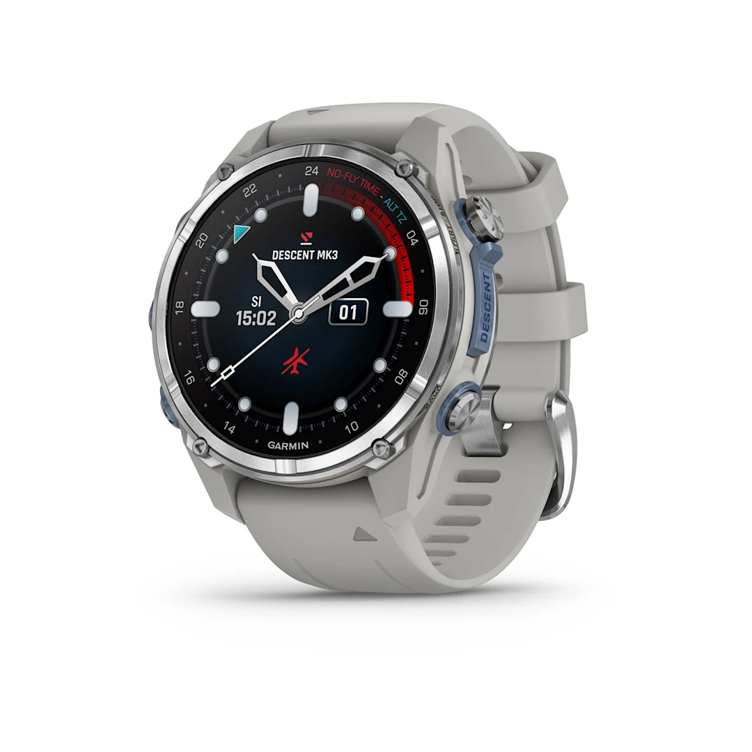Garmin Descent Mk3 43mm Stainless Steel with Fog Gray Silicone Band 010-02753-03