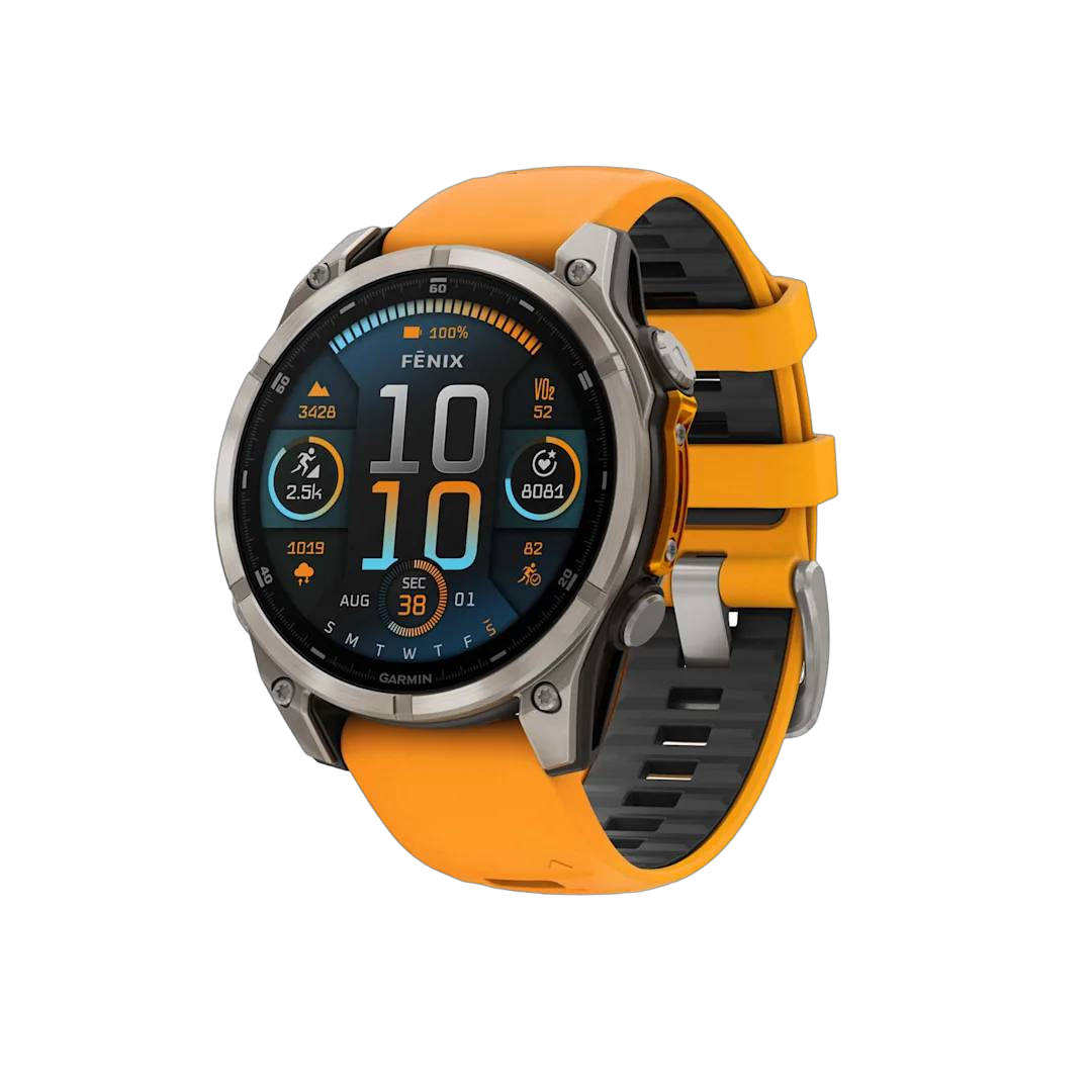 Garmin fenix 8 47mm AMOLED Saph Titanium w/ Orange-GraphiteBand NA (BEST SELLER) 010-02904-10