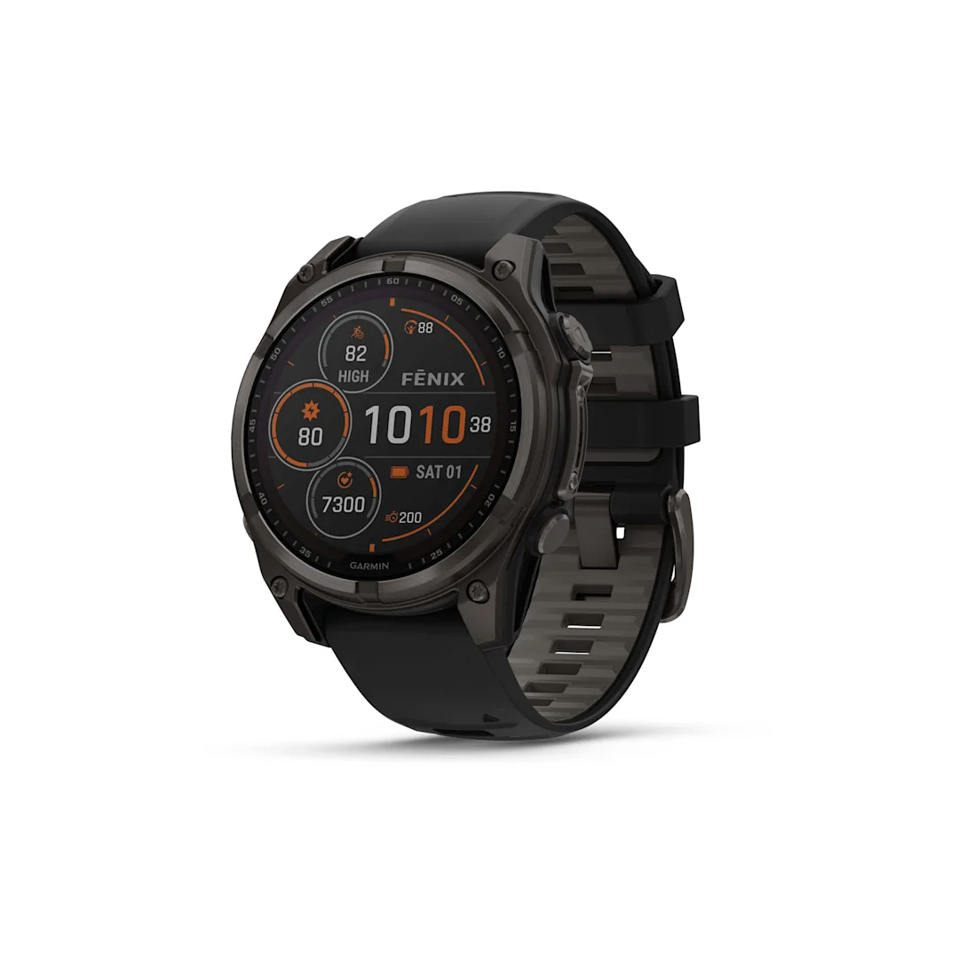 Garmin fenix 8 47mm Solar Saph CrbnGryTi-Blk Blk-PbblGryBnd NA (BEST SELLER) 010-02906-10