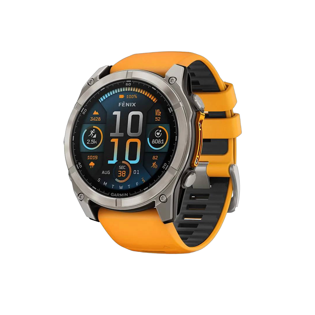 Garmin fenix 8 51mm AMOLED Saph Titanium w/ Orange-GraphiteBand NA (BEST SELLER) 010-02905-10