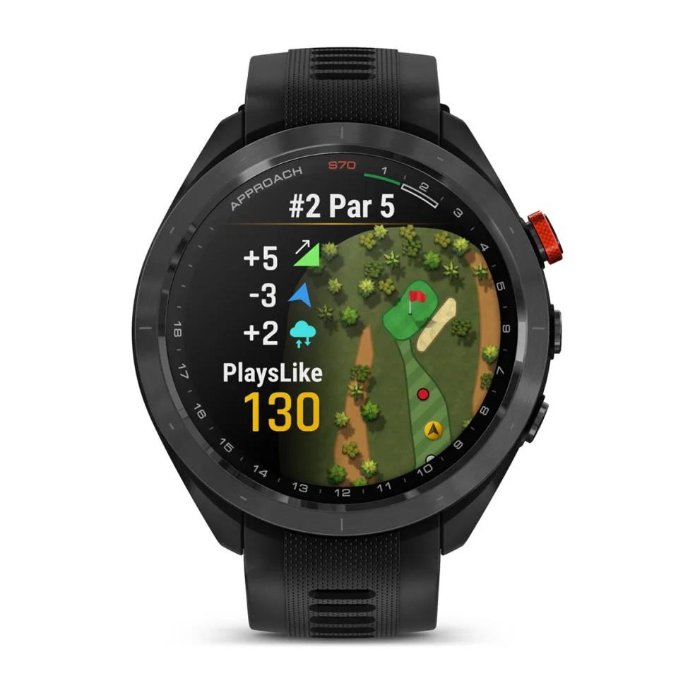Garmin Approach S70 Black NA 47mm Black Ceramic Bezel with Black Silicone Band (BEST SELLER) 010-02746-02 - Image 2