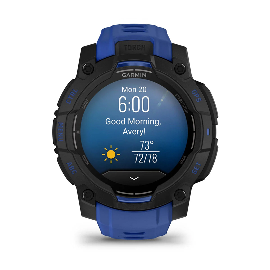 Garmin Instinct 3 45mm AMOLED Black with Bolt Blue Band WW 010-02936-03 - Image 2