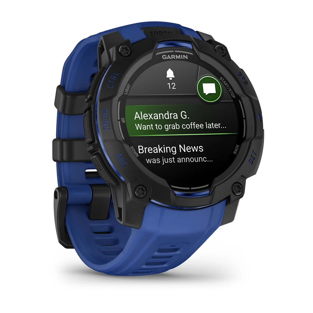 Garmin Instinct 3 45mm AMOLED Black with Bolt Blue Band WW 010-02936-03 - Image 3