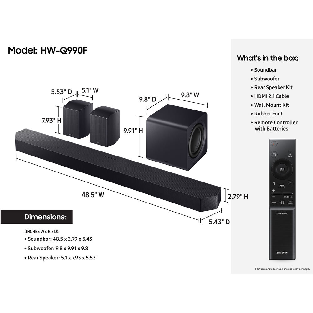 Samsung HW-Q990F 11.1.4-Channel Dolby Atmos Soundbar