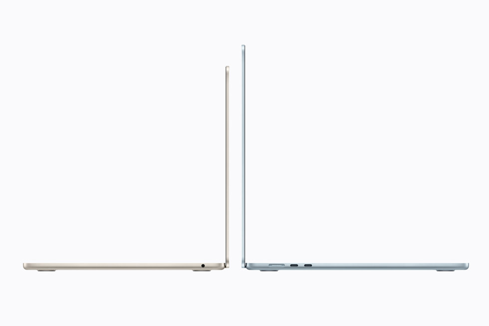 MacBook Air 13 pulgadas en starlight y 15 pulgadas en sky blue