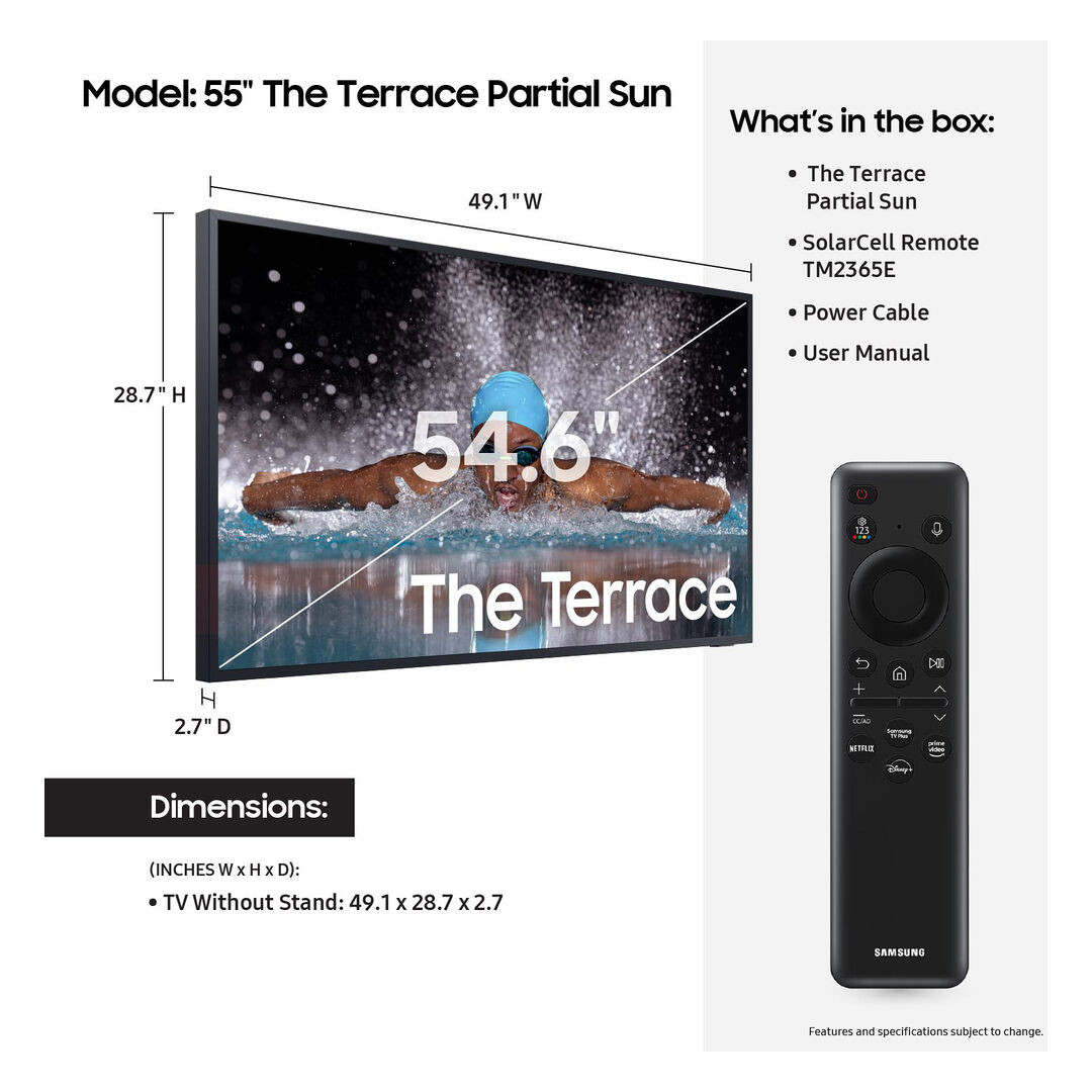 Samsung 55" LST7D The Terrace 4K Partial Sun QN55LST7D USA - Imagen 5