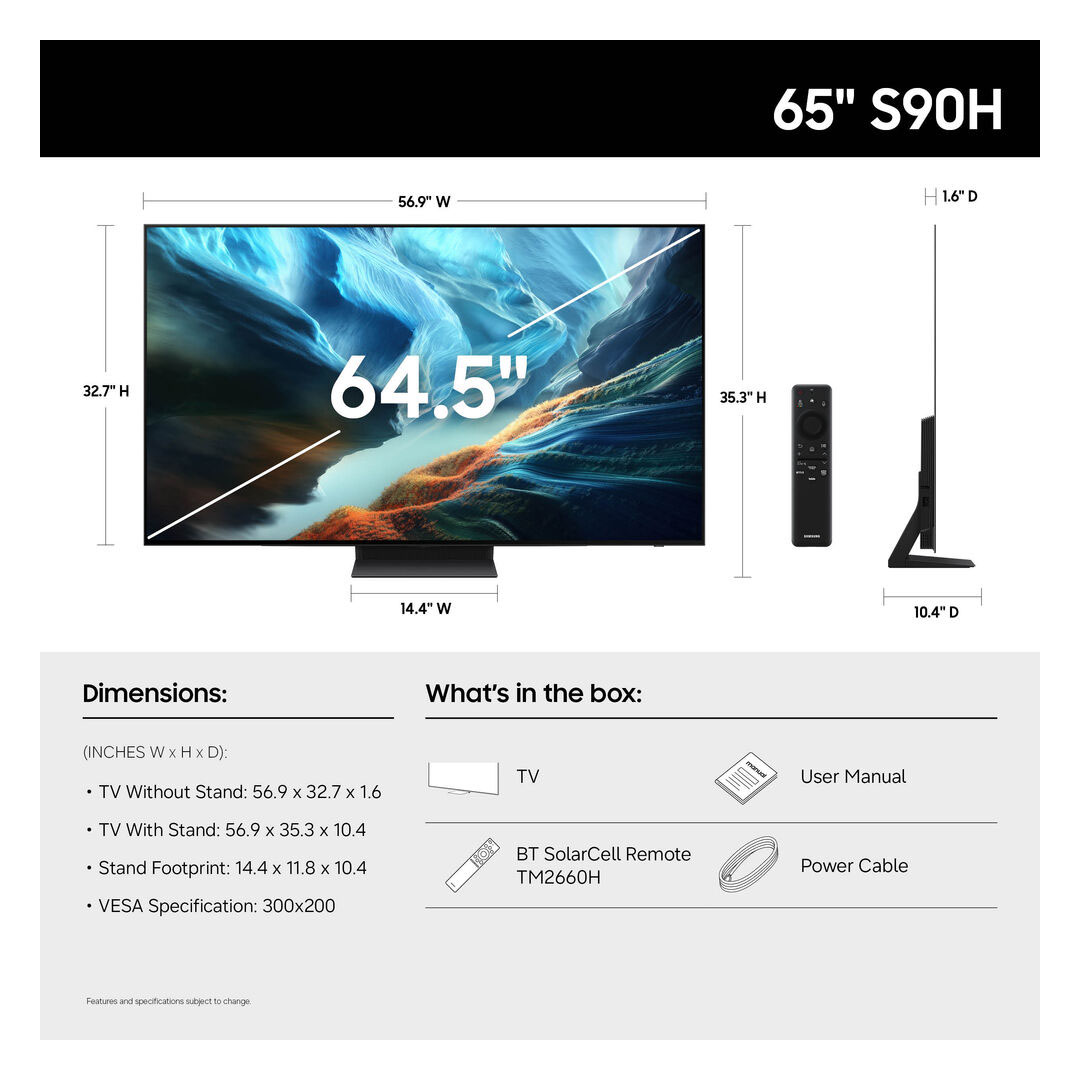 Samsung 65" S95H QD-OLED 4K Glare Free Smart TV QN65S95H USA - Imagen 5