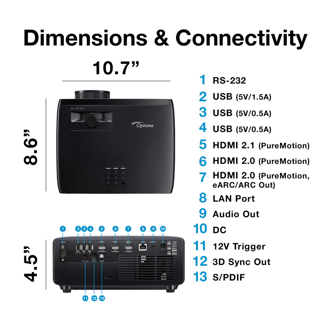 Optoma UHZ58LV Doble Láser 4K UHD HDR10+ 3000 Lúmenes - Imagen 6