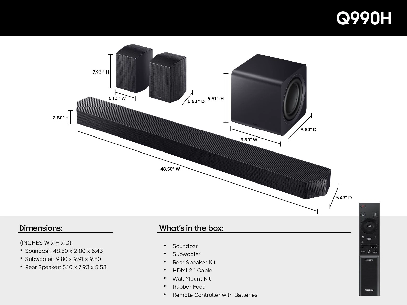 Samsung Q-Series Soundbar HW-Q990H 11.1.4ch Subwoofer & Surround | 2026 - Imagen 4