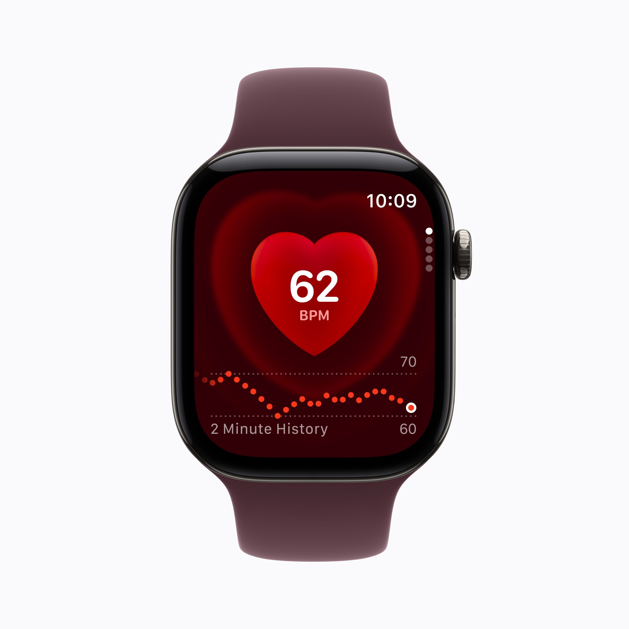 Apple Watch Series 12 mostrando la aplicación de frecuencia cardíaca