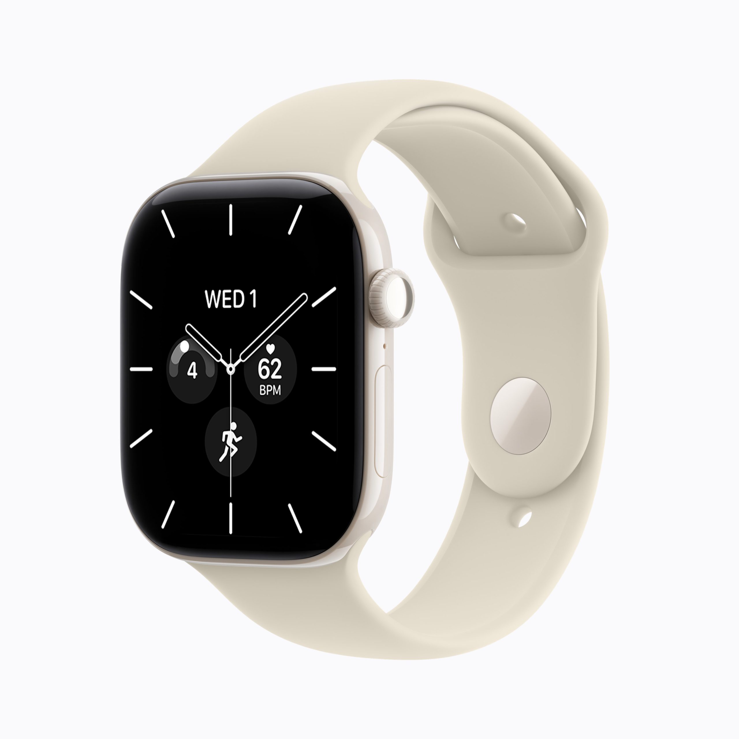 Apple Watch Series 12 en cerámica blanco perla con correa deportiva arena