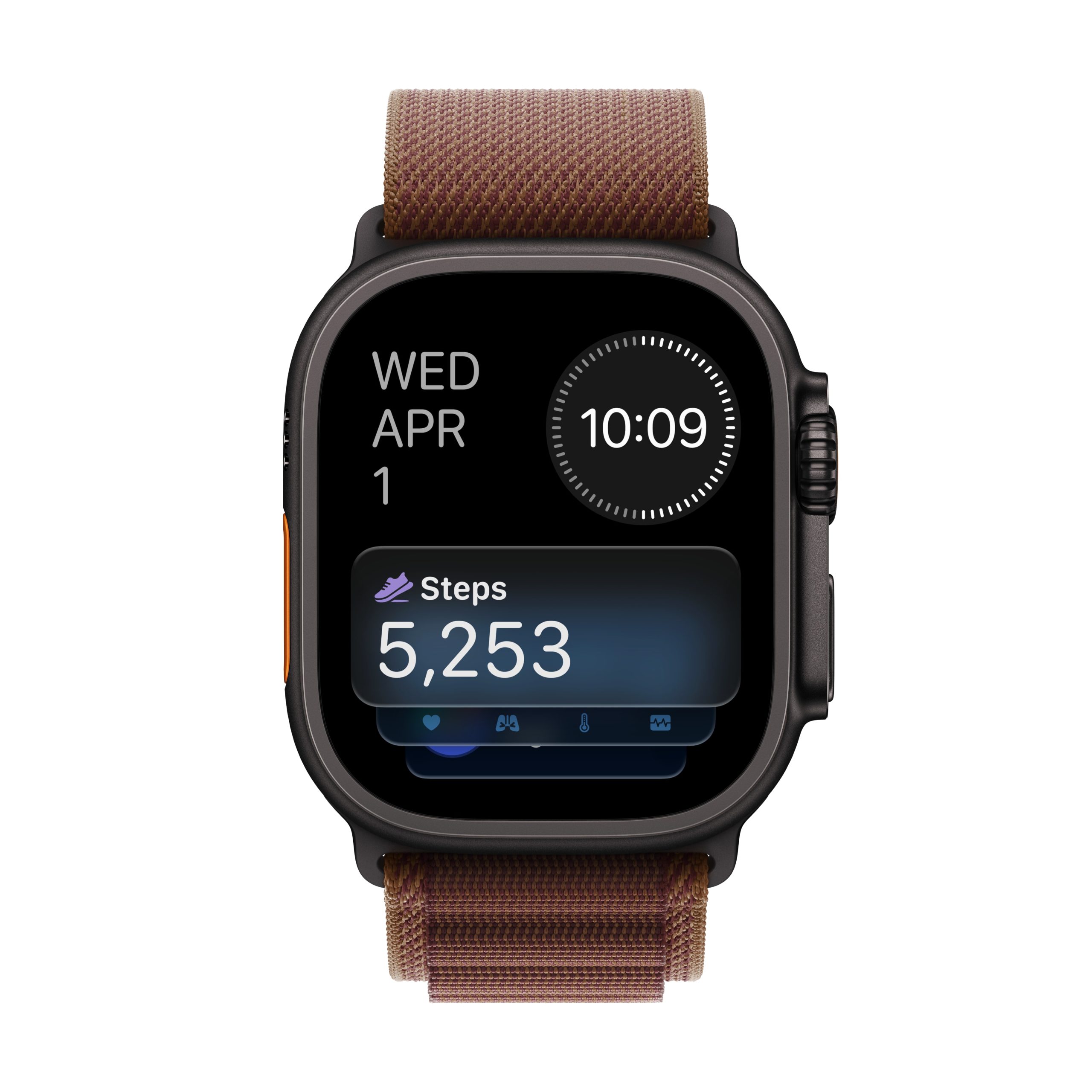 El Apple Watch Ultra 4 mostrando el conteo de pasos en tiempo real.