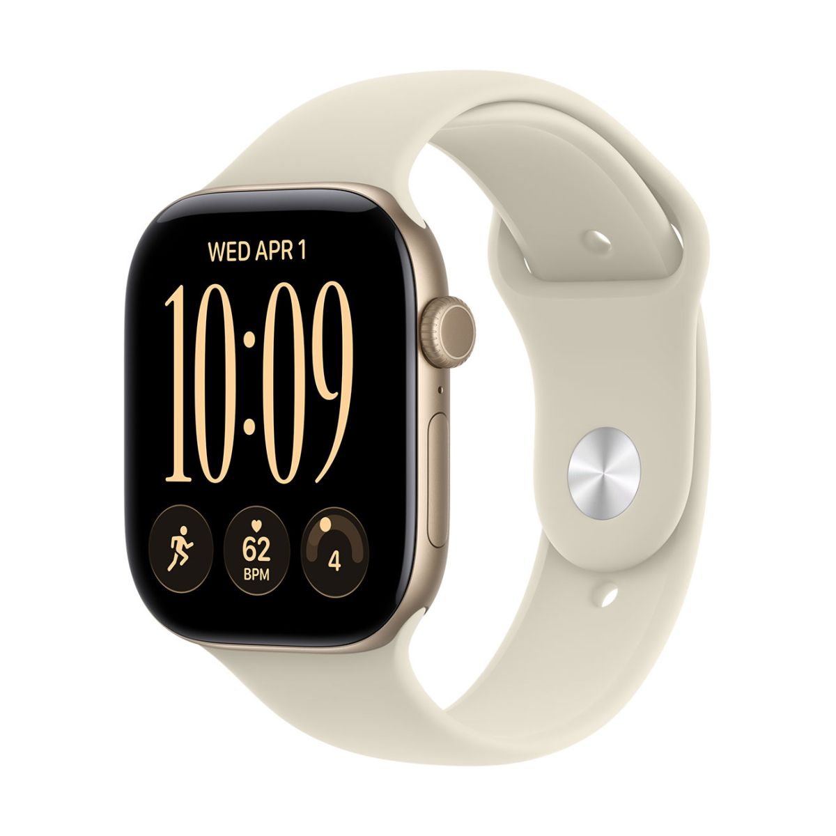 Apple Watch Series 12 GPS 46mm Light Gold Aluminum Case con Sand Sport Band S/M MJEN4LS/A