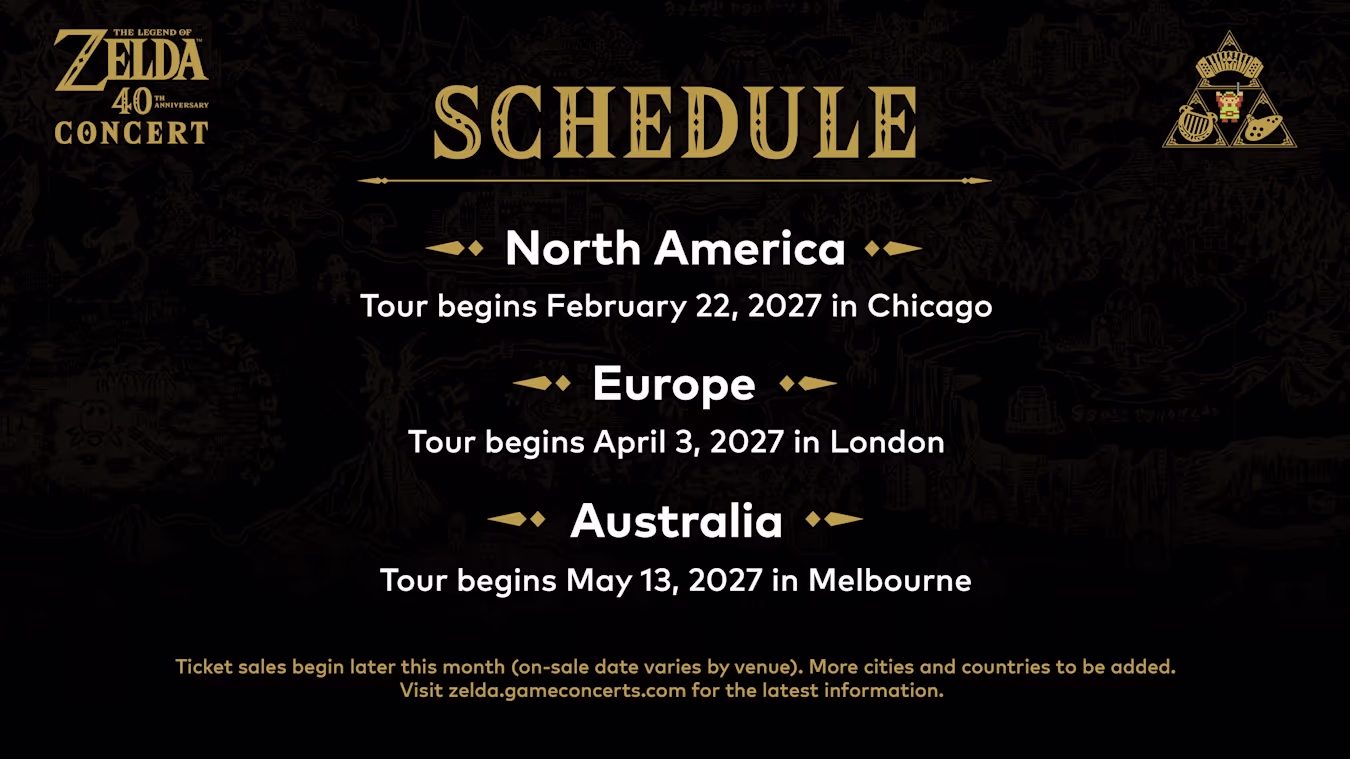 Calendario de la gira de conciertos del 40 aniversario de The Legend of Zelda