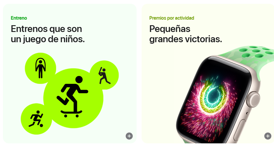 Ilustración de un chico en skate junto a los anillos de actividad del Apple Watch