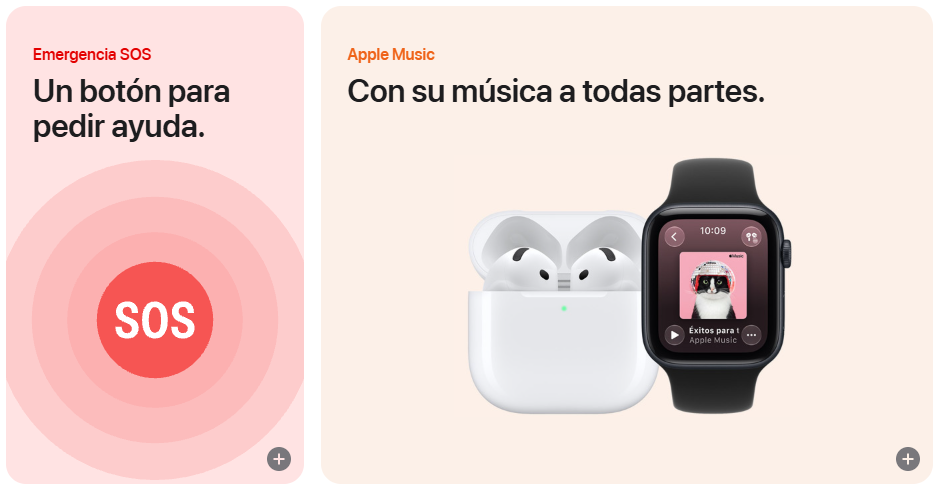 AirPods junto a un Apple Watch reproduciendo música